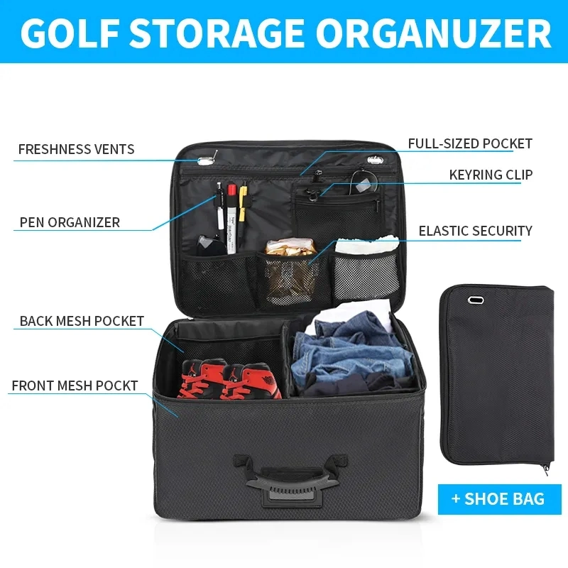 Premium Golf Trunk Organizer Waterproof Travel Car Golf Locker for Golf Accessories