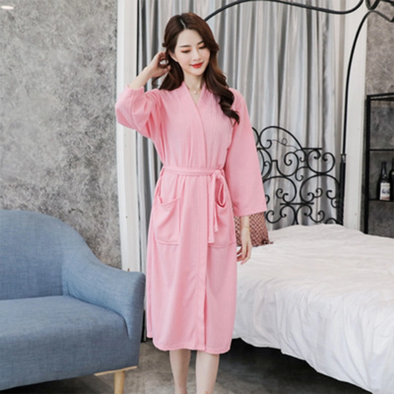 Wholesale Luxury Famous Brand Silk Satin Long Sleeve Pajama Luxury Sleepwear with Headband 100% Cotton Terry Waffle Unisex Bath Robe Bathrobe Set for Women