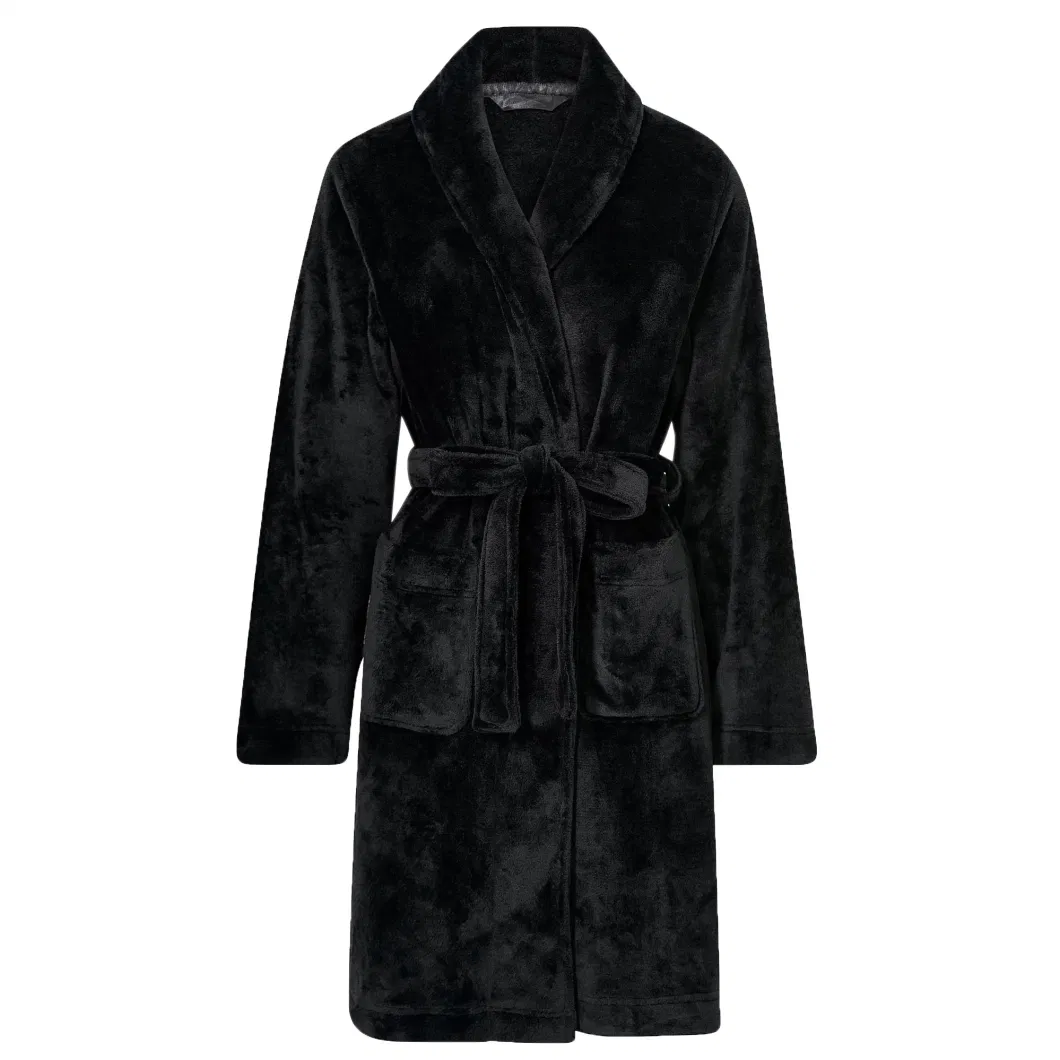 Customized Plain Plush Supersoft Women′s Flannel Robe Manufacturer